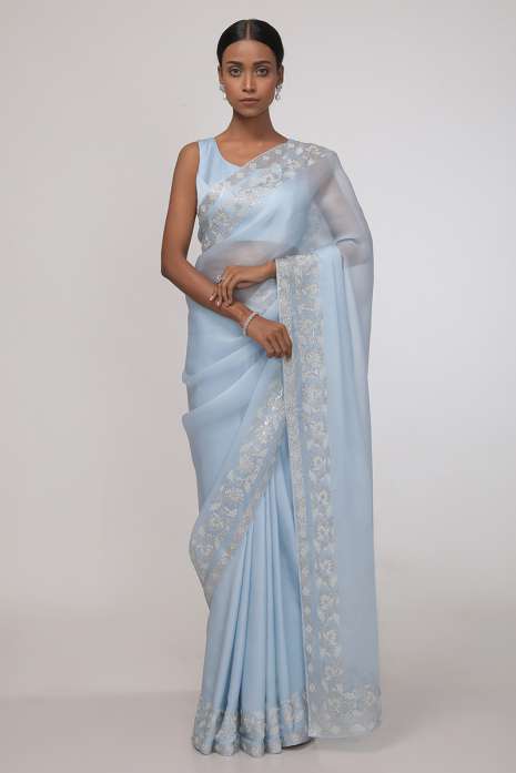 Cerulean haze Saree (Powder Blue)