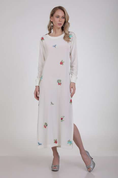 Hand Embroidery Layered Tunic Ivory