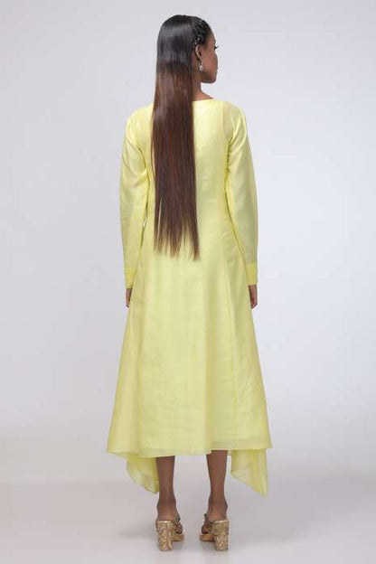 Hand Embroidery Kurti Yellow