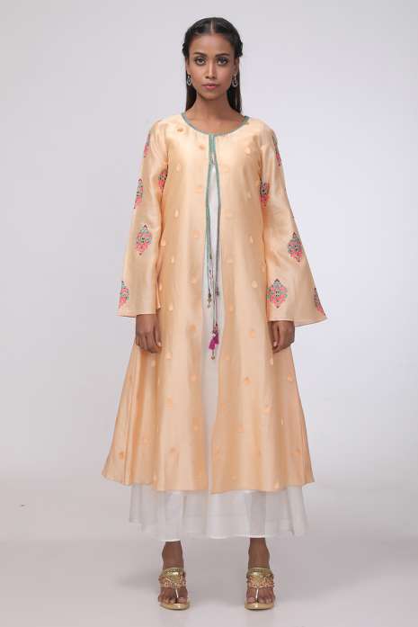 Layered Kurti  Peach and Ivory