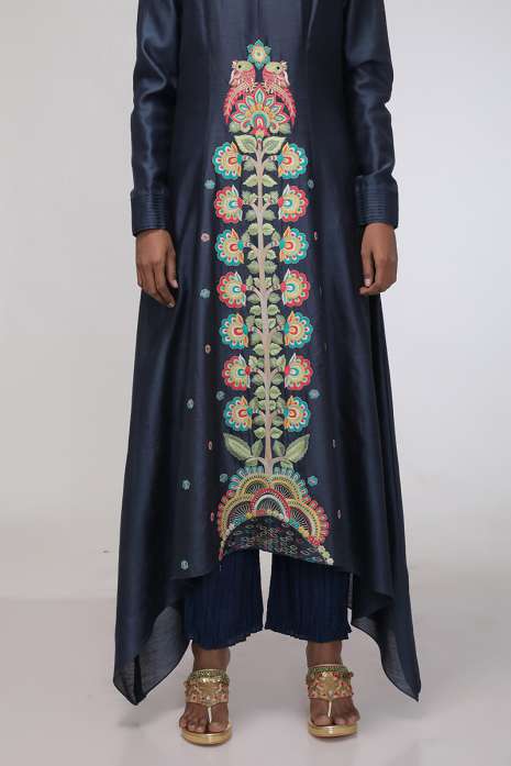 Hand Embroidery Kurti Navy