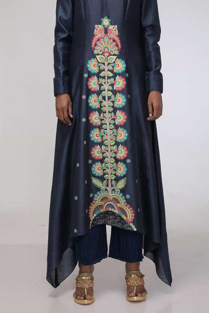 Hand Embroidery Kurti Navy