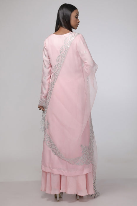 Coral Carnation Kurta Set (Soft Pink)