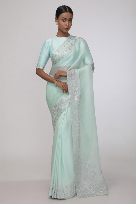 Aquamarine Elegance Saree (Aqua)