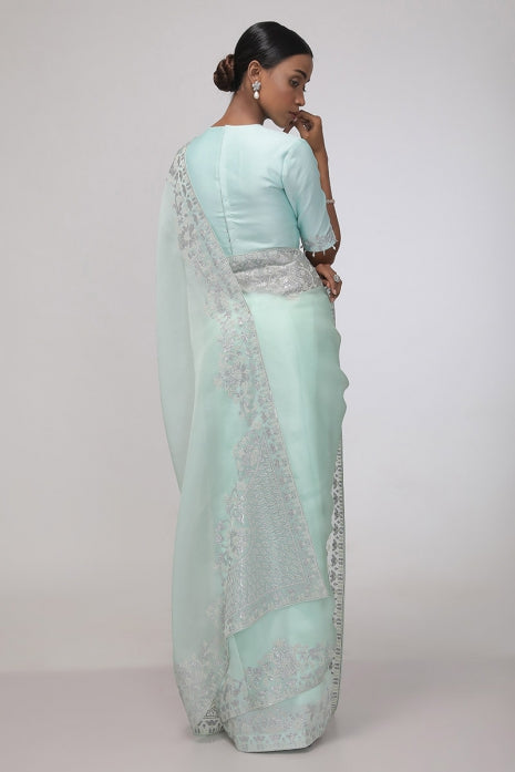 Aquamarine Elegance Saree (Aqua)