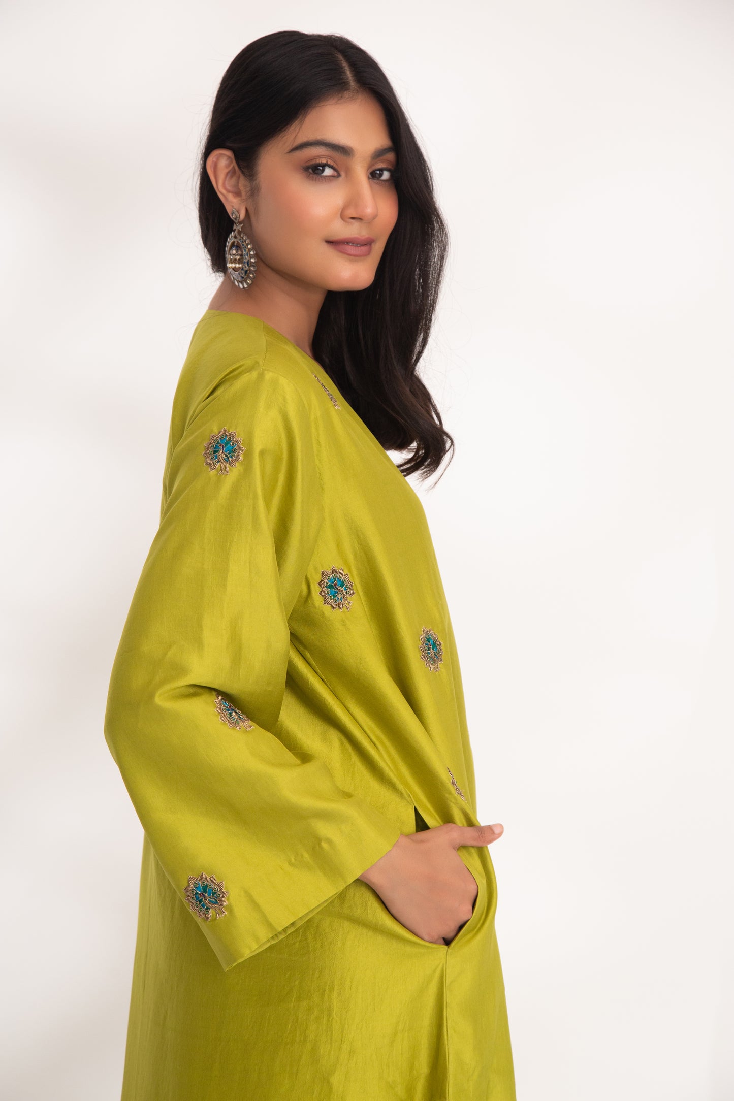 Devya Kurta Set Mango Green