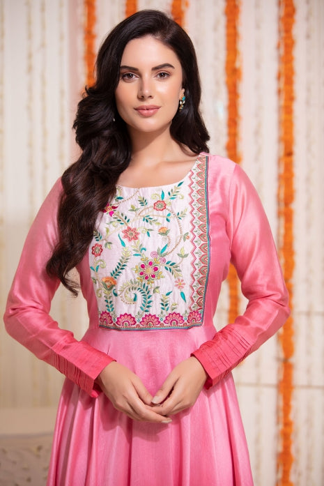 Pink Flared Kurti Pink Ombre