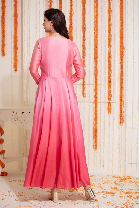 Pink Flared Kurti Pink Ombre