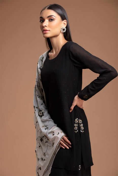 Rukh Sharara Set Off white , Black