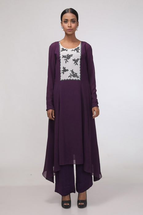 Isabel Tunic Set Eggplant and Ivory