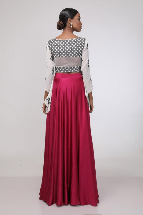 Ivy Crop Top with Skirt Wine and Ivory