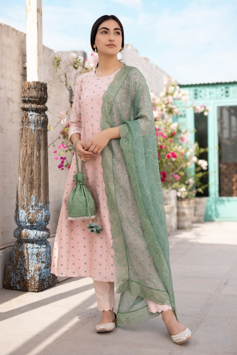 Aarohi Kurta Set Peach and Olive Green