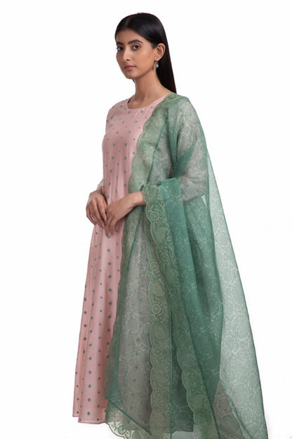 Aarohi Kurta Set Peach and Olive Green