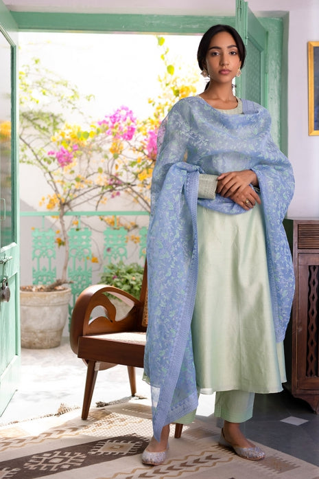 Inaari Kurta Set Pista Green and Ice Blue