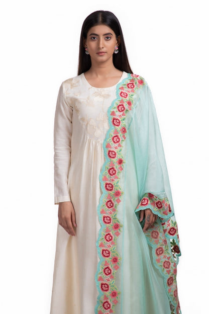 Yatika Kurta Set Off White and Aqua