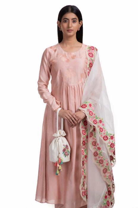 Yashvi Kurta Set Peach and Off White