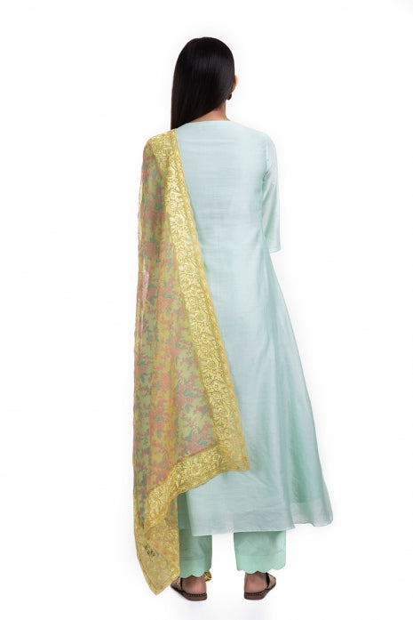 Asmita Kurta Set Aqua and Yellow