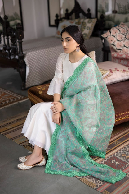 Dhruvi Kurta Set Off White and Green