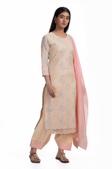 Drishya Kurta Set Peach and Pink