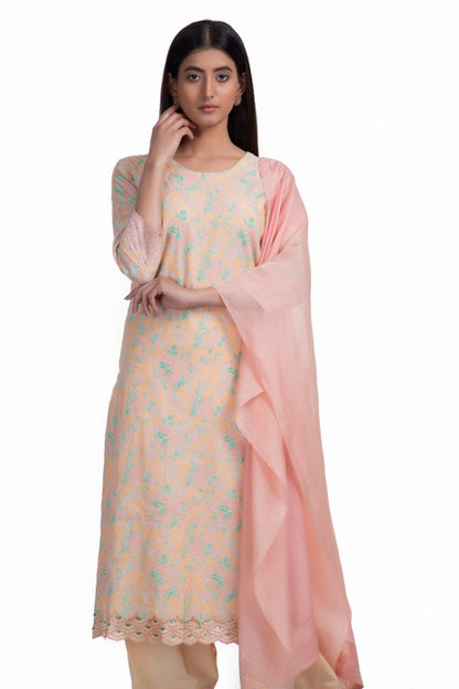 Drishya Kurta Set Peach and Pink