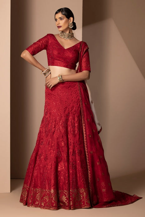 Surkh Lehenga Set Red