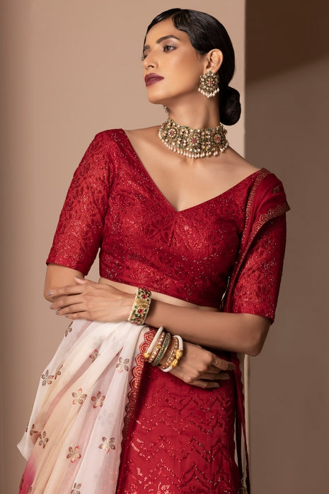 Surkh Lehenga Set Red