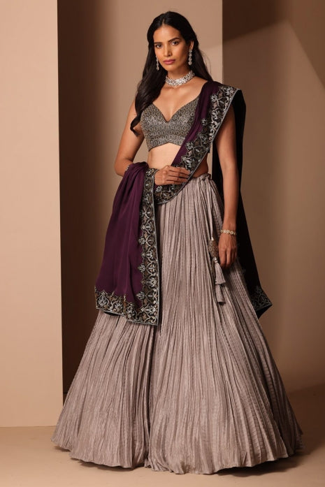 Surmayi Lehenga Set Grey