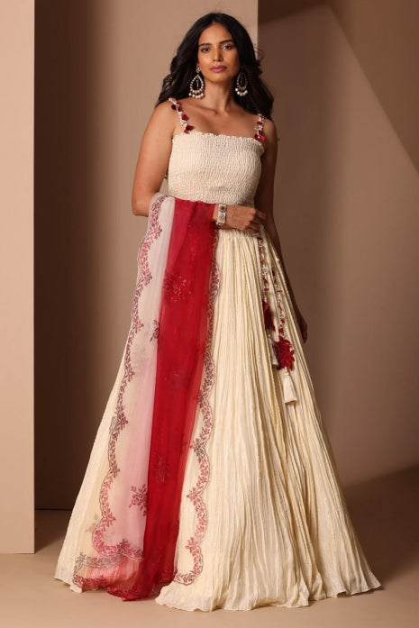 Anjora Lehenga Set Off white