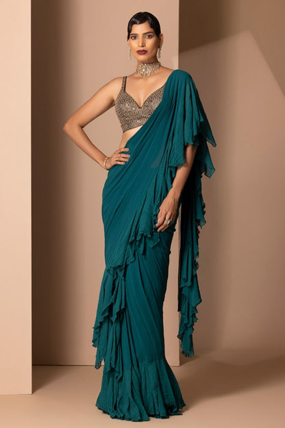 Nyra Saree Teal Green