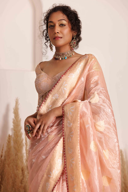 Aagam Saree Peach and Blush Pink