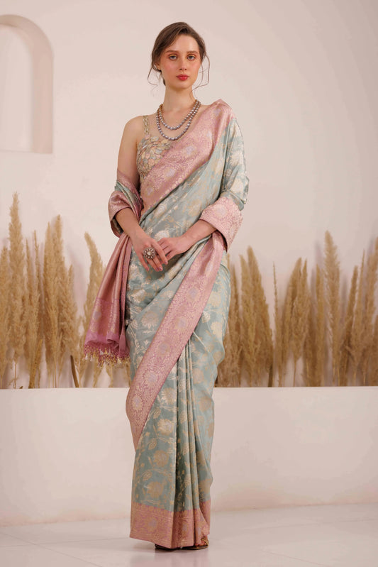 Falak Saree Blue Pink