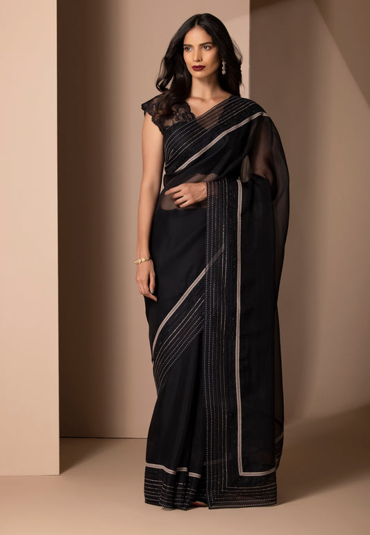 Raina Saree Black