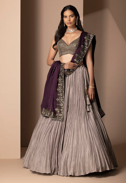 Surmayi Lehenga Set Grey