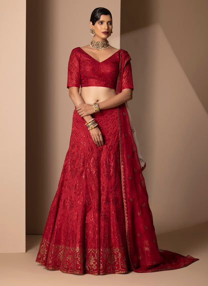 Surkh Lehenga Set Red