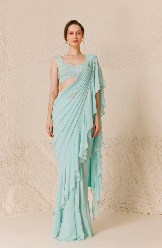 Elixir Blue Saree Aqua