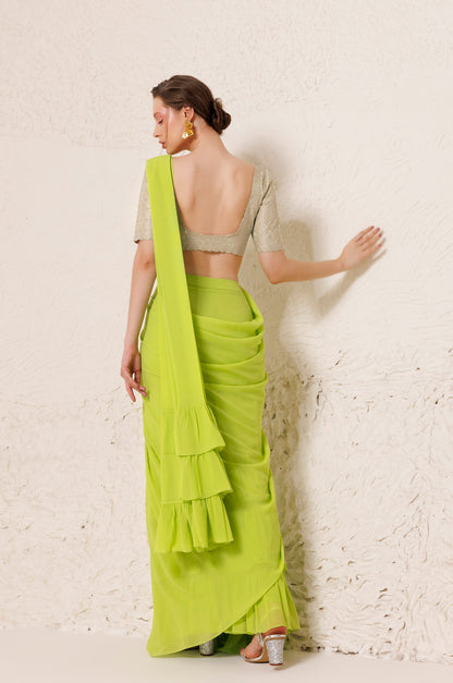 Chartreuse Saree Green