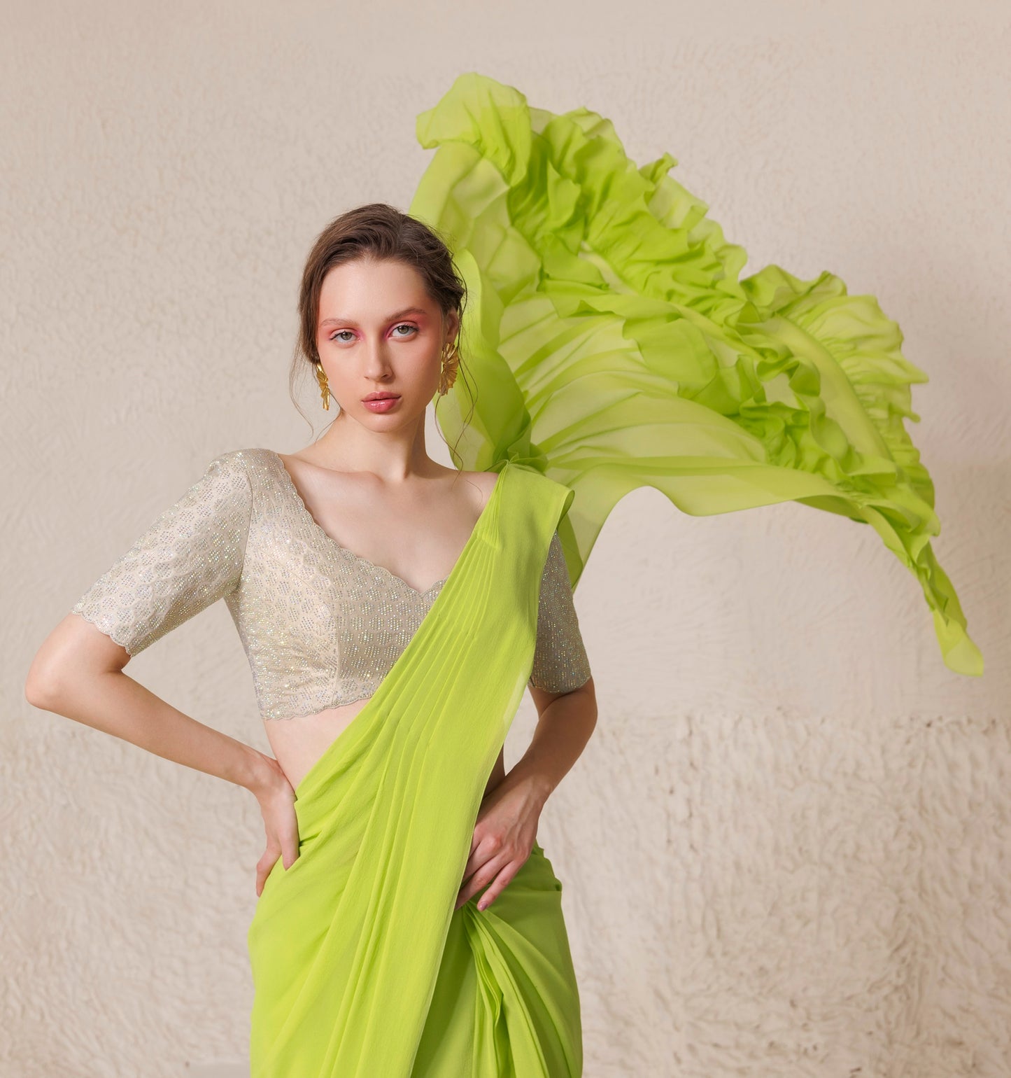 Chartreuse Saree Green