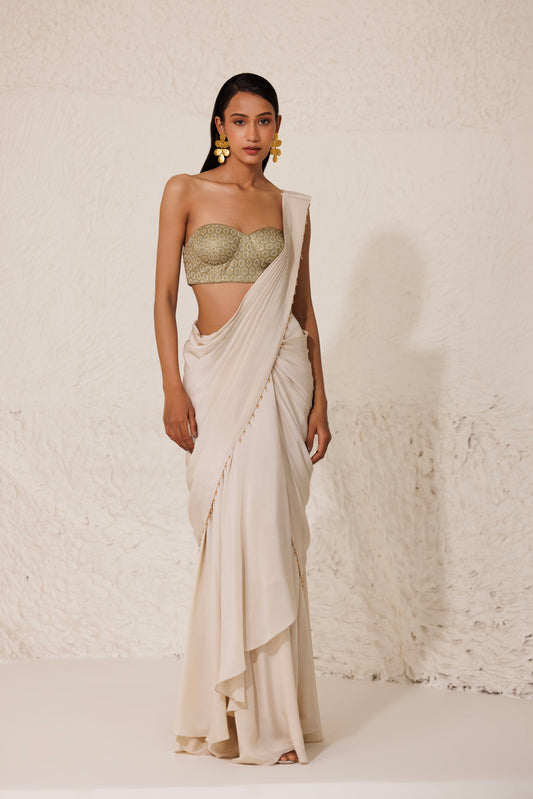 Alabaster Saree Ivory