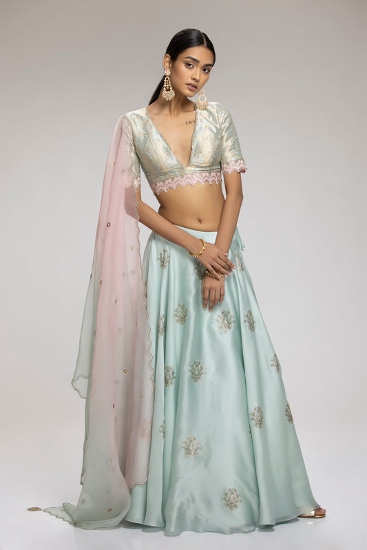 Peridot Lehenga Set Mint