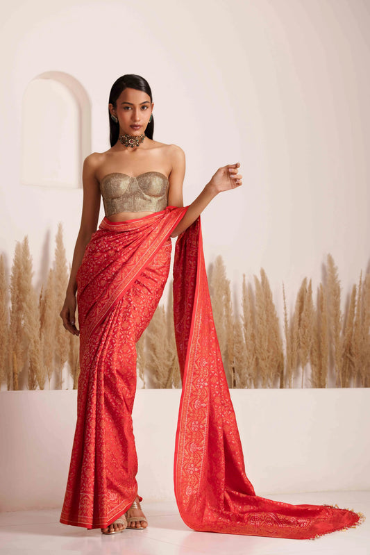 Ishwari Saree Red and Gold