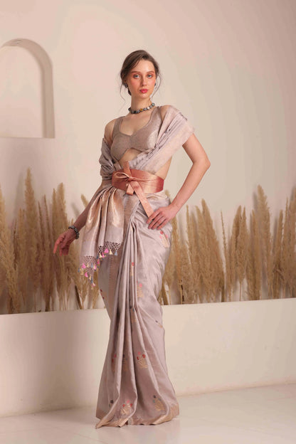 Mudra Saree Grey and Silver